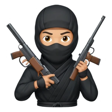 Ninja with a low taper fade with gun sticker