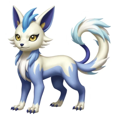 Colorful Skilled Adept Graceful Asian Painted Shiny Albino WereGarurumon-Meloetta-Renamon-Absol-fusion-hybrid-creature (full body) sticker