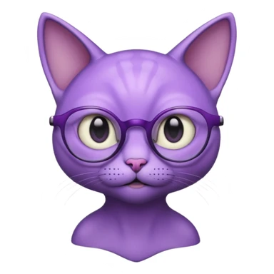 purple alien cat with no fur, and spectacles and hair sticker