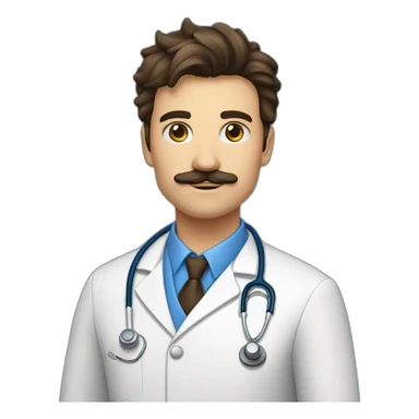 Jeune docteur mâle Brun, aux yeux bleus, portant une moustache et un bouc  sticker