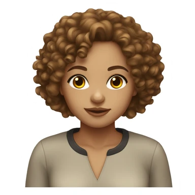 Light skin girl, brown curly hair, geen eyes  sticker