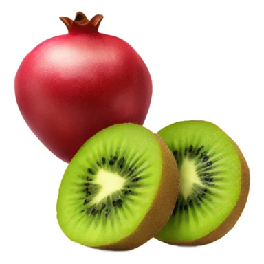one kiwi and one pomegranate close to each other sticker