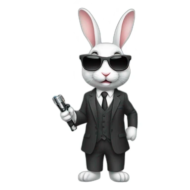 Rabbit with suit and sunglasses and  lightsaber on  sticker