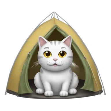 Cat in a tent on a rainy day sticker