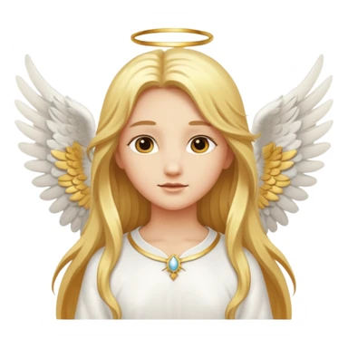 Angel with long golden hair and white wings sticker
