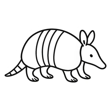 minimalist black and white armadillo, no color sticker