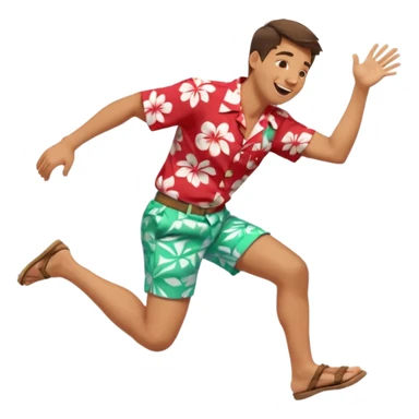 laughing guy in summer attire  falling down .side angle sticker