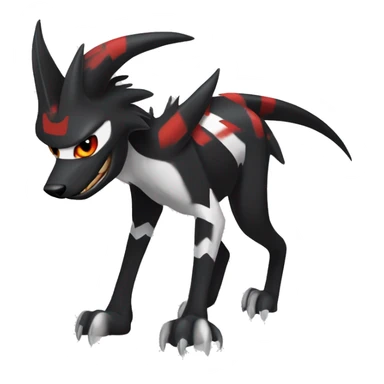 Black Cool Edgy Sergal-Houndoom-Fakémon  with White and Red Edgy markings sticker