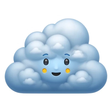 3D render of Fog, miniature weather phenomenon, volumetric particle effects,dense blue-grey cloud bank obscuring the ground, elemental energy, emoji style, isolated on white background --v 6.0. sticker