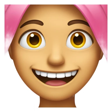 Emoji happy face with long nails covering its eyes  sticker