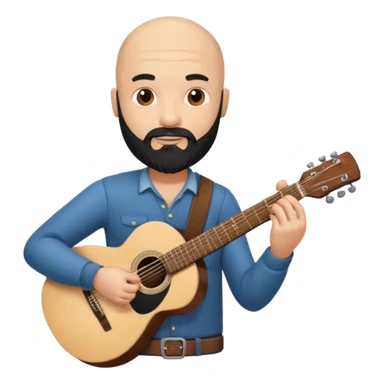Bald guy with black beard playing guitar sticker