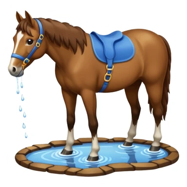 realistic horse drinking water from a puddle sticker