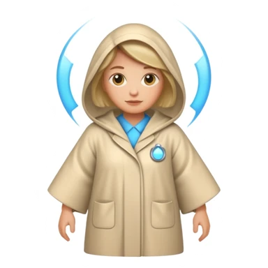 an AI agent, futuristic, digital, glowing, frumpy, housecoat sticker