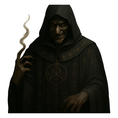 Remove the background, keep only the dark wizard character with transparent background. sticker