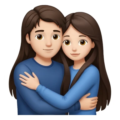 парень брюнет обнимает девушку брюнетку с длинными прямыми волосами, sticker