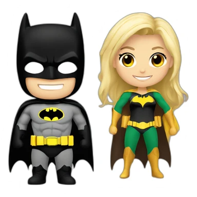 smiling batman and female blond robin sticker