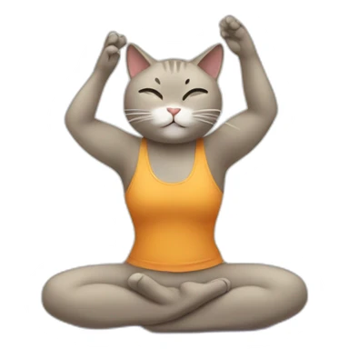 a cat doing yoga sticker