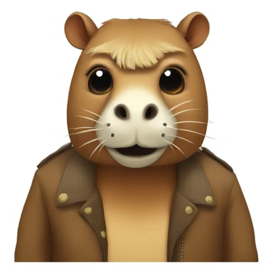 Capybara with a dinosaur mask on sticker