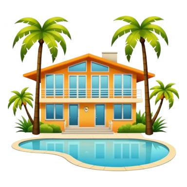 Mid century modern home with palm trees sticker