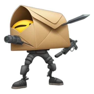 mail with legs with weapons alive attacking cartoon funny sticker