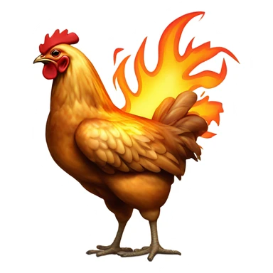 Chicken engulfed in flames sticker