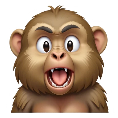 Cinematic Cute Yawning Baboon Portrait Emoji, Head tilted slightly with a dramatic, wide-open yawn, showcasing a soft, textured Fur of earthy browns with droopy ears, round eyes barely open in drowsy contentment, Simplified yet irresistibly adorable features, highly detailed, glowing with a soft, cozy glow, high shine, relaxed yet expressive, stylized with a touch of playful urban charm, bright and endearing, soft glowing outline, capturing the essence of a sleepy yet affectionate baboon, so drowsy it feels like it could stretch out of the screen and curl up for a nap! sticker