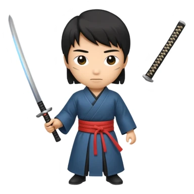 disappearing figure holding a small katana sticker