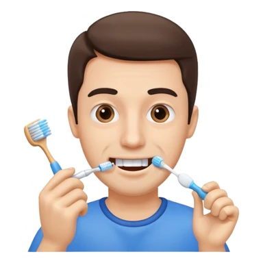 man brushing his teeth sticker
