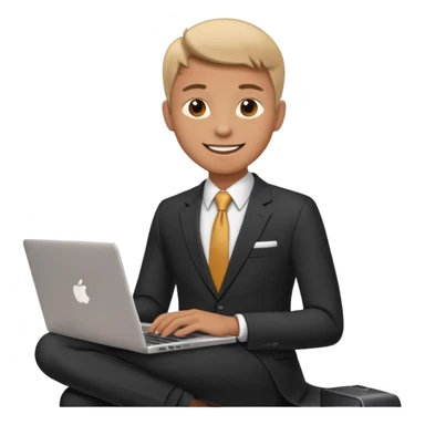 working laptop person suit happy sticker
