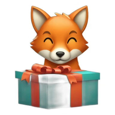 a fox wrapped up into a gift sticker