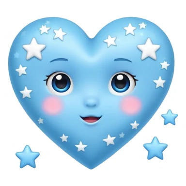 Baby blue heart with starts sticker