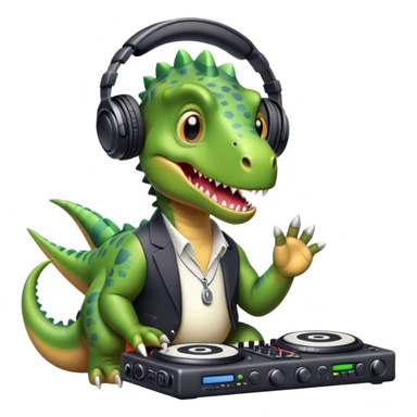 Dinosaurio muy bonito músico DJ sticker