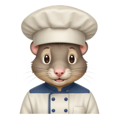A rat with a fringe and chefs hat sticker