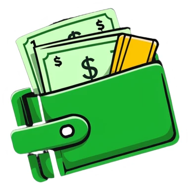 Wallet with dollar bills and savings sticker