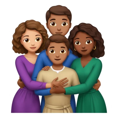 one american italian young brown-haired man surrounded by three african women with large butts hugging him and each other and massaging his crotch sticker