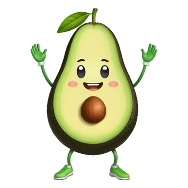 Exercising avocado with face  sticker