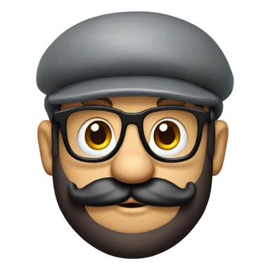 Super Mario in red hat with glasses and black beard sticker