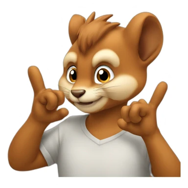 the squirrel twists his index finger at his temple sticker