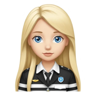blue eyes blonde girl IN VERTICLE BLACK AND WHITE STRIPES UNIFORM LONG HAIR sticker