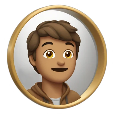 quelqu'un de brun devant un miroir on voit le miroir sticker