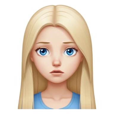 beautiful white girl with long straight blonde hair blue eyes upset sticker