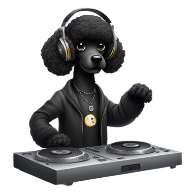 Black poodle DJ sticker