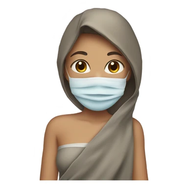 girl with a mask and a towel  sticker
