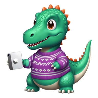 Dinosaur wearing a knit sweater  sticker