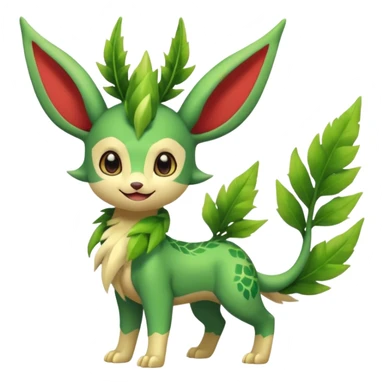 Kawaii cute cool feral Sprigatito-Leafeon-Flygon-Fakémon-hybrid (full body) sticker