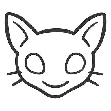 cute playful sphinx cat face vector inspired by Mew from Pokémon, modern and minimal, single tone, no facial features, designed for an app icon sticker