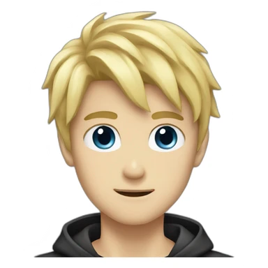anime style, blond guy, black jacket, blue t shirt  sticker