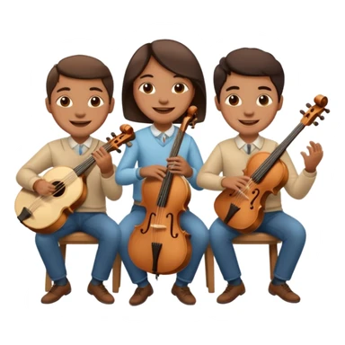 Create an imagine of three people playing string instruments sticker