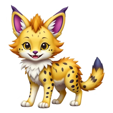 Cute Kawaii Epic Colorful Sergal-Serval-Vernid full body sticker