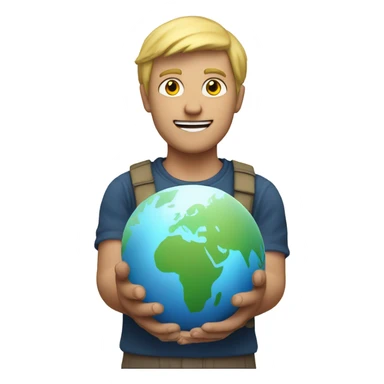blonde guy with the world at his fingertips sticker